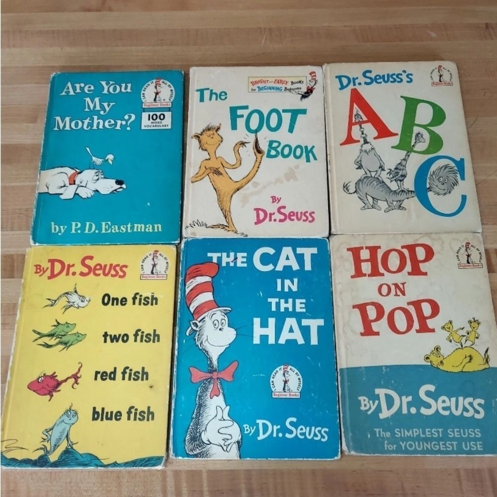 Vintage Dr. Seuss Children's Beginner Book Collection Of Six 1950's-1960's Set